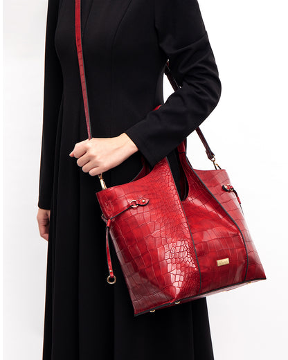 Regal Croco Bordeaux Tote Bag