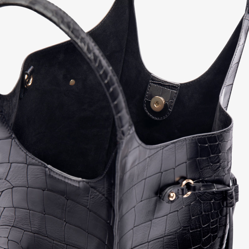 Regal Croco Black Tote Bag