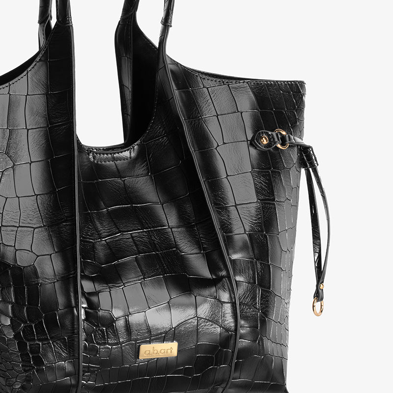 Regal Croco Black Tote Bag