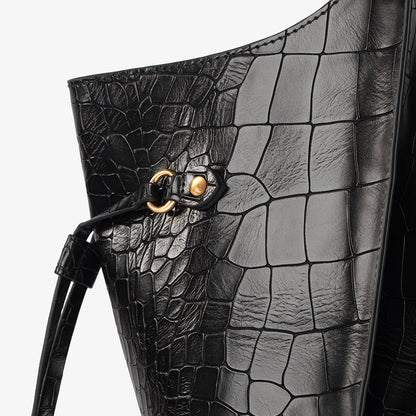 Regal Croco Black Tote Bag