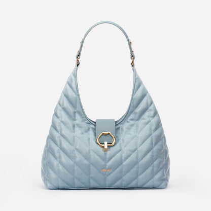 Aqua Yellow Quilted Hobo Bag