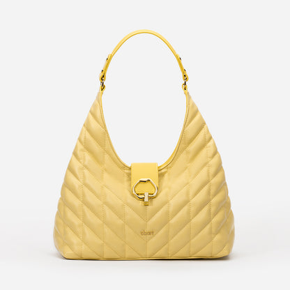 Aqua Yellow Quilted Hobo Bag