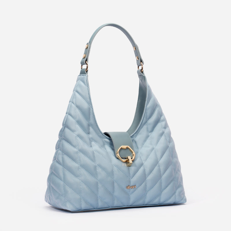 Aqua Blue Quilted Hobo Bag