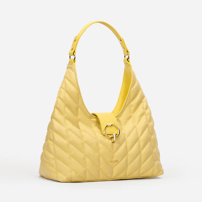 Aqua Yellow Quilted Hobo Bag