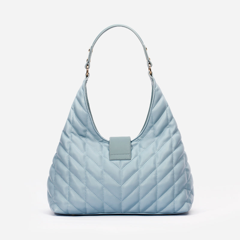 Aqua Blue Quilted Hobo Bag