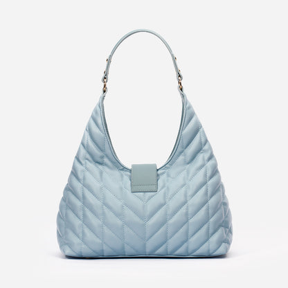 Aqua Blue Quilted Hobo Bag