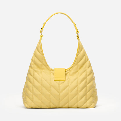 Aqua Yellow Quilted Hobo Bag