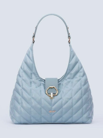 Aqua Blue Quilted Hobo Bag